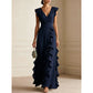 🎉 2026 Sale — Over 29,000 Sold! 💞 Women's V-Neck Ruffled Chiffon Maxi Dress – Effortless Elegance 🌸✨