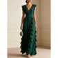 🎉 2026 Sale — Over 29,000 Sold! 💞 Women's V-Neck Ruffled Chiffon Maxi Dress – Effortless Elegance 🌸✨