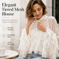 Women's Sheer Mock Neck Ruffle Sleeve Blouse 👚 A Sheer Delight, Ruffled Just Right – Elegance with an Edge ✨