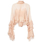 Women's Sheer Mock Neck Ruffle Sleeve Blouse 👚 A Sheer Delight, Ruffled Just Right – Elegance with an Edge ✨
