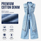 🎉 50% OFF! 🧥 Women's Sleeveless High-Slit Denim Vest Dress – Patchwork Longline Jean Waistcoat – Effortlessly Edgy & Perfect for Layering ✨