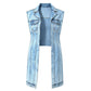 🎉 50% OFF! 🧥 Women's Sleeveless High-Slit Denim Vest Dress – Patchwork Longline Jean Waistcoat – Effortlessly Edgy & Perfect for Layering ✨