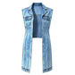 🎉 50% OFF! 🧥 Women's Sleeveless High-Slit Denim Vest Dress – Patchwork Longline Jean Waistcoat – Effortlessly Edgy & Perfect for Layering ✨