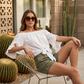 Women's Casual Off-Shoulder Bow Tie-Front Blouse 🎀 Bare the Sun, Tie a Bow – A Sweet Summer Statement ✨