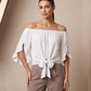 Women's Casual Off-Shoulder Bow Tie-Front Blouse 🎀 Bare the Sun, Tie a Bow – A Sweet Summer Statement ✨