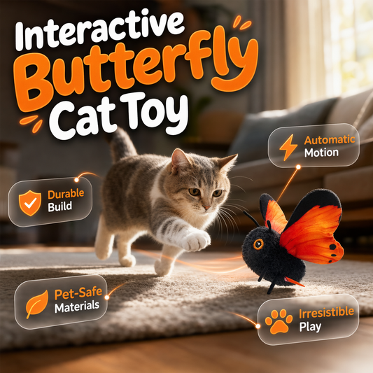 🦋 50% OFF! 🐱 Smart Sensing Flapping Butterfly Toy – Interactive Motion-Activated Cat Toy ✨