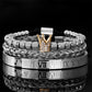 👑 50% OFF! ✨ Men's Stainless Steel Crown Bracelet 3-Piece Set – AAA Zircons, PVD Finish, Adjustable 17–21cm 💎