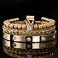 👑 50% OFF! ✨ Men's Stainless Steel Crown Bracelet 3-Piece Set – AAA Zircons, PVD Finish, Adjustable 17–21cm 💎