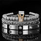 👑 50% OFF! ✨ Men's Stainless Steel Crown Bracelet 3-Piece Set – AAA Zircons, PVD Finish, Adjustable 17–21cm 💎