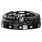 👑 50% OFF! ✨ Men's Stainless Steel Crown Bracelet 3-Piece Set – AAA Zircons, PVD Finish, Adjustable 17–21cm 💎