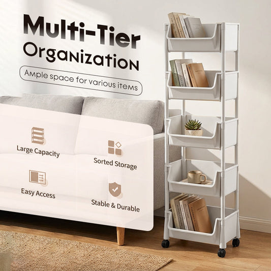 🎉 LIMITED TIME 50% OFF! 🛒 Multi-Tier Rolling Storage Cart for Narrow Spaces – Slim Profile, Smooth Wheels & Large Capacity 📦✨