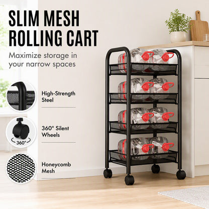 🎉 LIMITED TIME 50% OFF! 🛒 3/4-Tier Mobile Mesh Storage Utility Cart with Wheels – Space-Saving Metal Wire Rolling Cart – Perfect for Kitchens, Bathrooms & Utility Rooms 🏠✨