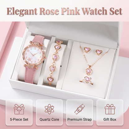 ✨ One Set, Every Outfit – Women’s 5-Piece Watch & Bracelet Set. From Office to Evening. Free UK Delivery