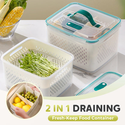 🥗 Wash, Drain & Store in One – Leakproof Fridge Container with Built-In Colander. 50% Off. UK Stock