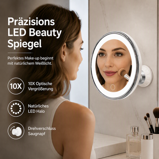 ✨ No Drilling, No Damage. 10x Magnifying Makeup Mirror with LED Light. Sticks to Any Tile. Free UK Delivery