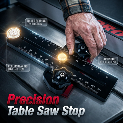 📏 Repeat Cuts, Perfect Every Time. Precision Table Saw Stop Block – Anodised Black Aluminium, Portable & Tool-Free Fit. UK Stock