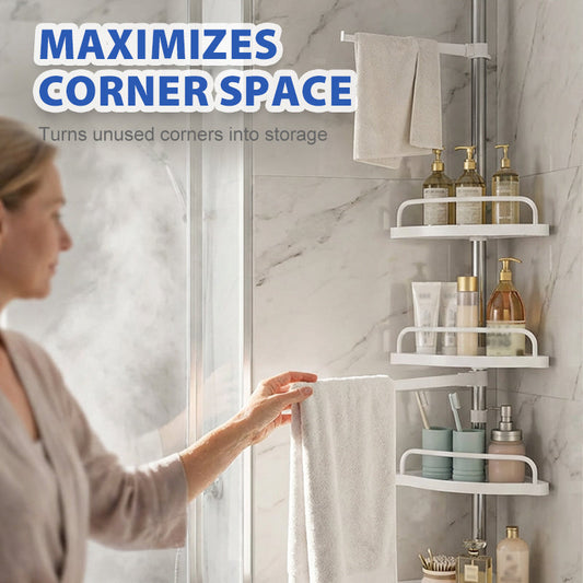 ✨ Keep Bottles Off the Floor – Telescopic Corner Shower Organiser. Anti-Rust, Tool-Free Setup. UK Dispatch