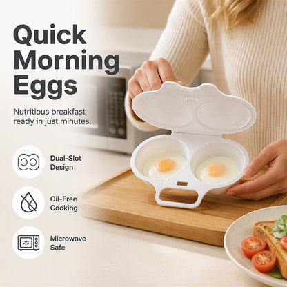 🔥 50% OFF 🥚 Microwave Egg Cooker with Lid – Dual Egg Tray, Easy Handle & Quick Breakfast Prep – Compact Microwave Egg Poacher for Home, Dorm & Office🍳