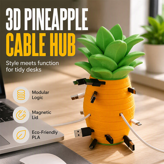 🍍 Tidy Desk, Happy You – Cute Pineapple Cable Holder That Keeps Cords Within Reach. UK Stock
