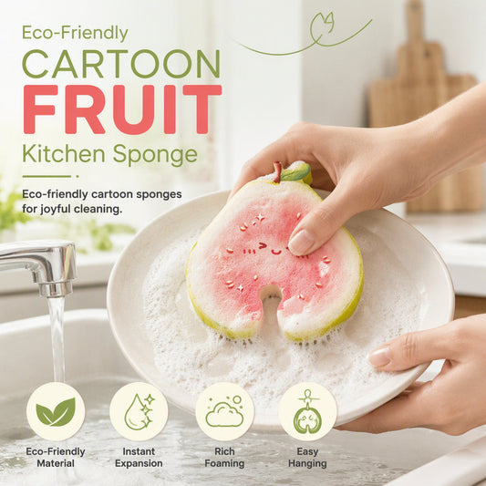 🍓 Cute & Effective – Fruit-Shaped Sponge Scrubber with Dual-Sided Cleaning. 50% Off. UK Stock