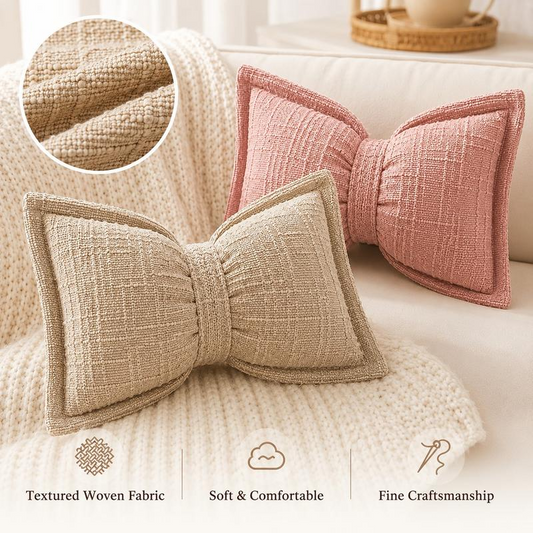 📢📢50% OFF !!⏰Soft Chenille Bow-Shaped Throw Pillow