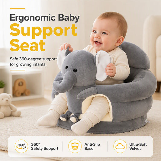 🐻 Soft, Safe & Washable – Cartoon Baby Floor Sofa with Removable Cover. Perfect for Sit-Up Play. Half Price. Free UK Delivery