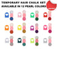 🎨 Non-Toxic & Easy to Wash – 12 Colour Hair Chalk for Kids' Parties & Dress-Up. Free UK Delivery