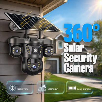 🛡️ Watch Three Angles with One Camera – Solar WiFi Security Cam, No Wiring Needed. 50% Off. UK Stock