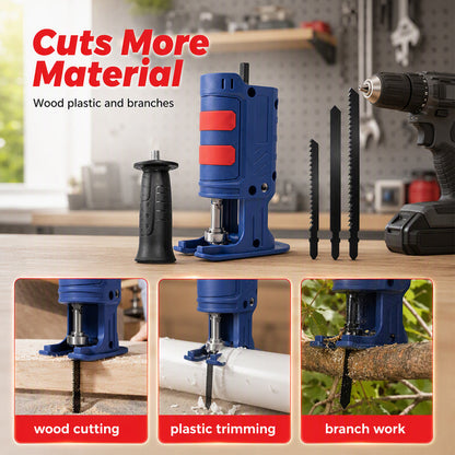 🔥50% OFF!!📢🔧 Drill-to-Reciprocating Saw Adapter – Turn Your Drill Into a Cutting Tool for Wood, Plastic & Branches ✨
