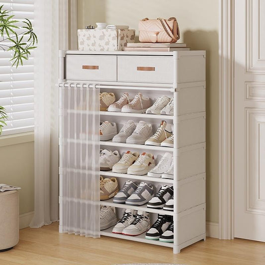 ⏳50% OFF! ⏰Multi-Layer Shoe Rack – 360° Dustproof Protection, Removable Shelves & Dual Top Drawers – Compact Space-Saving Shoe Organizer 👟✨