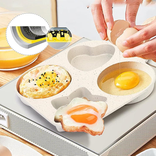 🍳 Save 50%! 🥚 4-Hole Omelette Pan – Multi-Functional Even-Cooking Breakfast Pan for Eggs, Pancakes & Meal Prep ✨