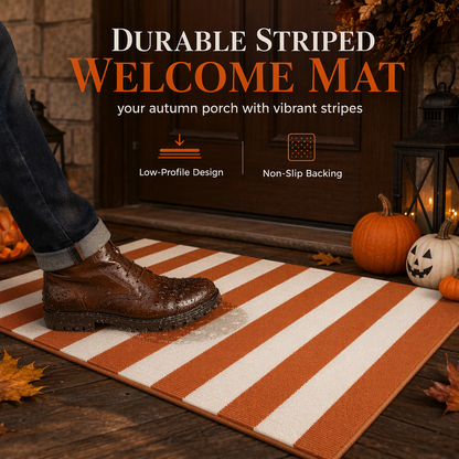 🚪 LIMITED‑TIME 50% OFF! 🎃 Simple Striped Non‑Slip Door Mat, Stain Resistant Entry Rug With Reinforced Edge, Available In Multiple Sizes ✨
