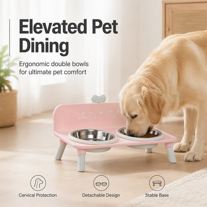 ⌛️50% OFF!!!🐾 Elevated Double Pet Bowl Feeder – Raised Feeding Station for More Natural Posture, Comfortable Mealtime for Dogs & Cats ✨