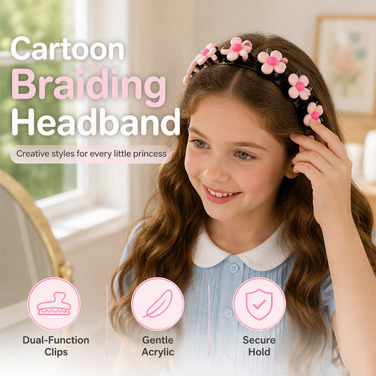 ⏰Buy 1 get 1 free ✨Cartoon Braiding Headband｜Built-In Small Clips, Easy Instant Braids For Little Girls 👧