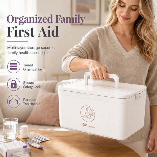 ⏳🔥 50% OFF! ⏰Large Medicine Storage Box – Multi-Layer Divided Compartments, Portable Family First Aid & Pill Organizer💊📦