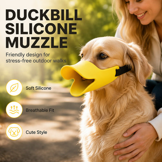 📢50% OFF !! ⏰Cute Duck Bill Silicone Dog Muzzle, Breathable Anti-Bite Anti-Scavenging Mouth Cover For Small & Medium Dogs.🐕️