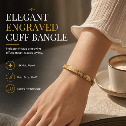 🎁Limited-Time 50% OFF✨18K Vacuum Plated Titanium Steel Bangle, Tarnish-Free Hypoallergenic Bracelet With Engraved Lettering💛