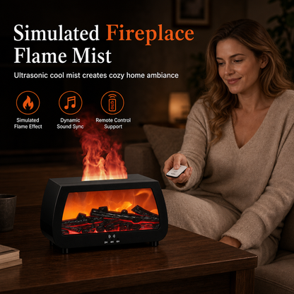🔥 50% OFF NOW! 💨✨Fireplace Flame Humidifier, Aromatherapy Diffuser With Music Sync Light, Ultra Quiet For Bedroom & Office🌙
