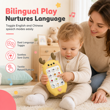 👶Learn & Play: Bilingual Baby Toy Phone With Cartoon Deer – Music, Stories & Early Education For Toddlers📱