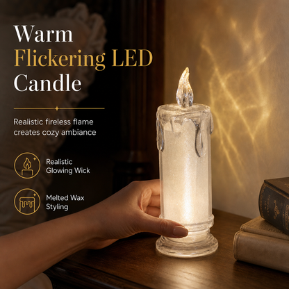 🕯️💡 Glowing LED Electronic Candle Night Light – Realistic Flicker, Flameless & Safe | Warm Ambient Glow for Bedroom, Living Room & Parties