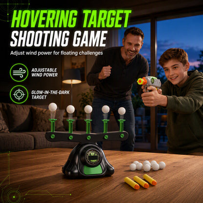 🥇Glow-In-The-Dark Floating Ball Shooting Game, Electric Hover Target Playset With Toy Guns For Kids🎯