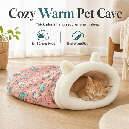 🐾50% OFF! 🛏️ Semi-Enclosed Warm Pet Sleeping Bag Bed – Windproof, Plush & Cozy Pet Bed for Cats & Small Dogs, Soft Calming Nest for Winter Naps 🌨️