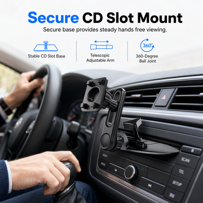 🚗 Car Phone Mount Holder – CD Slot & Air Vent Mount, Adjustable Gravity Design | Secure One-Hand Access for All Smartphones