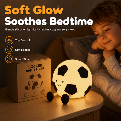⚽ Rechargeable Soccer Night Lights✨ – Eye-Caring Silicone Tap Lamp | Soft Glow, Cute Design | Perfect Nursery Lamp for Kids' Bedroom.