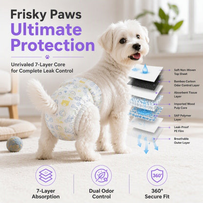 🐾 Ultra-Absorbent Breathable Disposable Pet Diapers – Leak-Proof Comfort For Dogs & Cats🐶