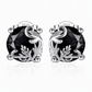 ✨️Dark Elegance: Gothic Vine Stud Earrings – Silver Tone & Black Cubic Zirconia