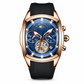 ⌚ Men's Tonneau Quartz Chronograph Watch – Skeleton Flywheel Dial, Moon Phase Calendar & Silicone Strap, Stylish Men's Wristwatch