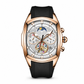 ⌚ Men's Tonneau Quartz Chronograph Watch – Skeleton Flywheel Dial, Moon Phase Calendar & Silicone Strap, Stylish Men's Wristwatch