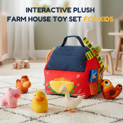 📢📢50% OFF !! ⏰Interactive Plush Farm House Toy Set for Kids🐥 – Soft Farm Animal Playhouse for Early Learning, Pretend Play & Gift Fun👶