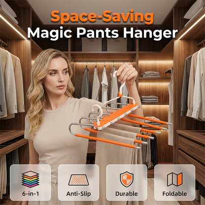 🔥50% OFF 👖 Multi-Layer Space-Saving Pants Hanger – Vertical Closet Organizer for Jeans, Trousers, Scarves & Ties, Compact Wardrobe Storage Rack ✨